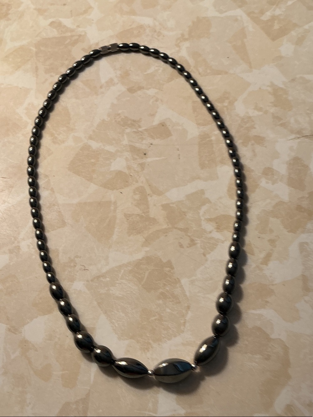Classic Hematite Bead Necklace in Metallic Gray
